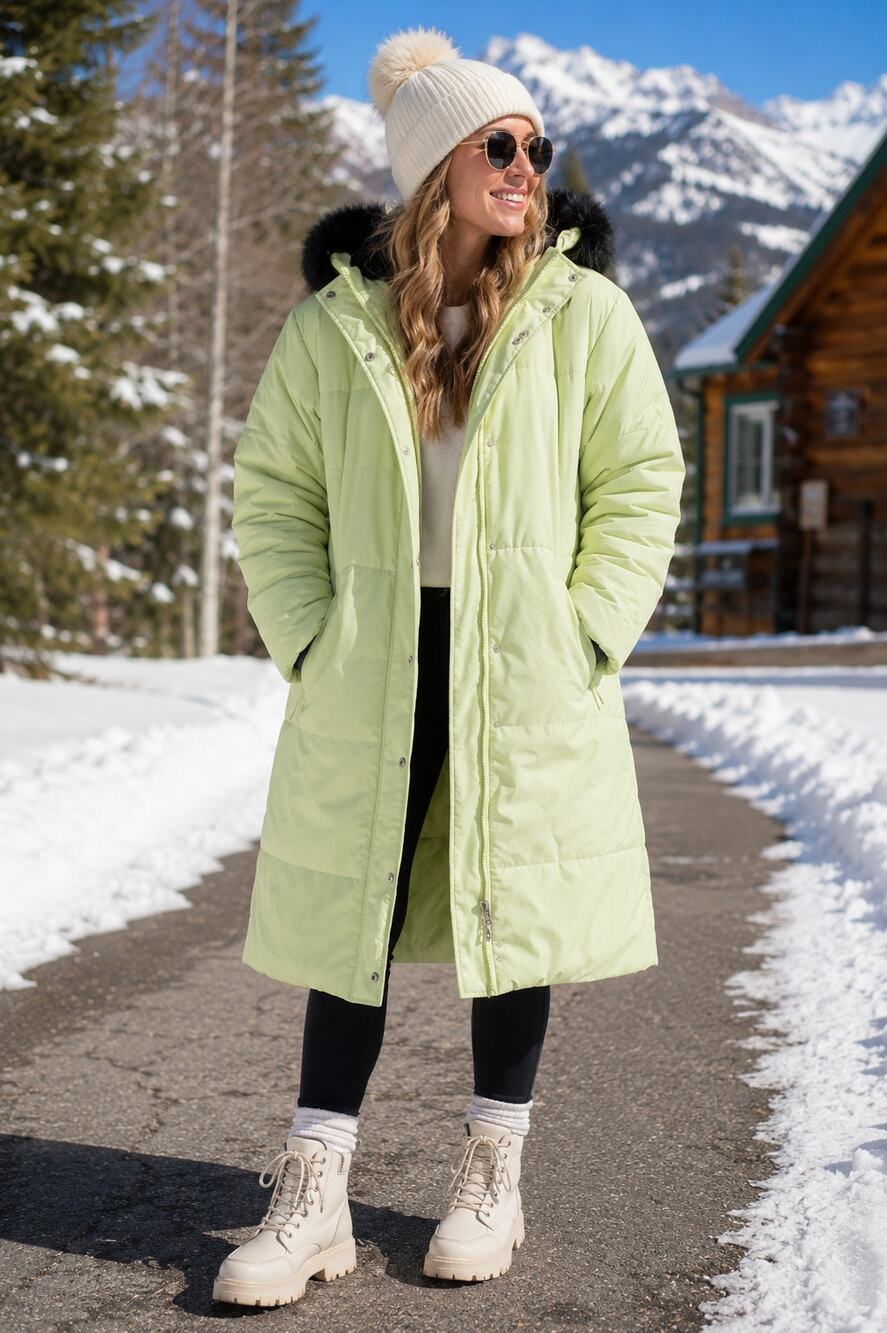 Vintage Obermeyer Thermolite Long Puffer Coat Hooded Faux Fur Ski Jacket 16